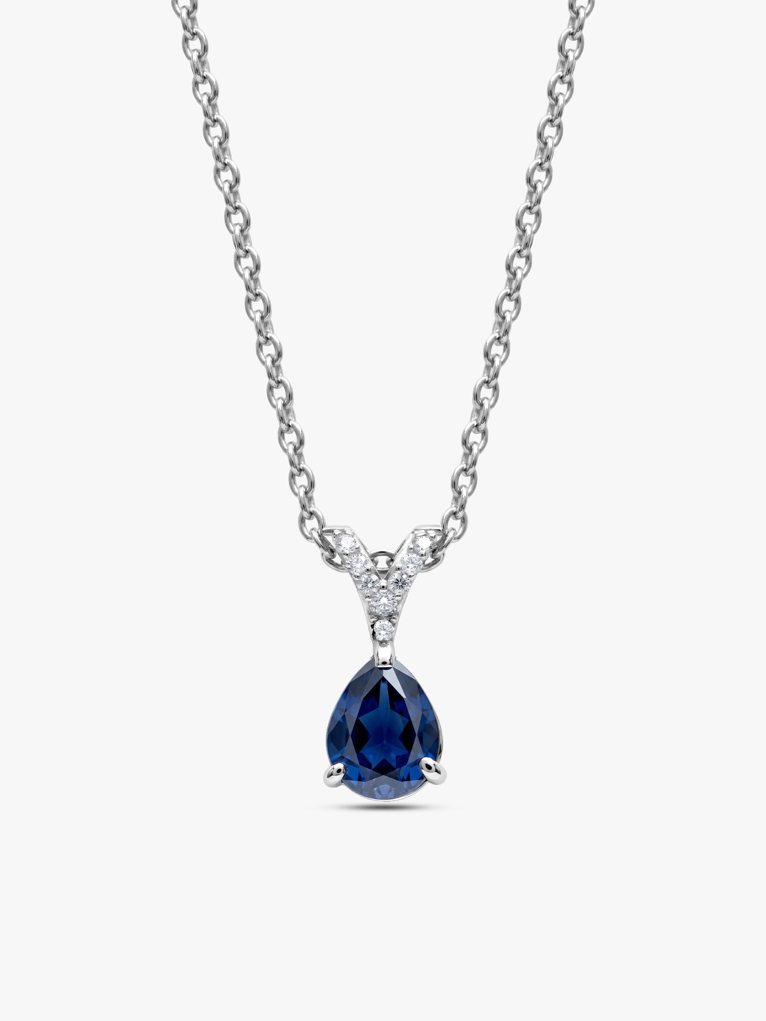 Silver Midnight Blue Pendant With Link Chain