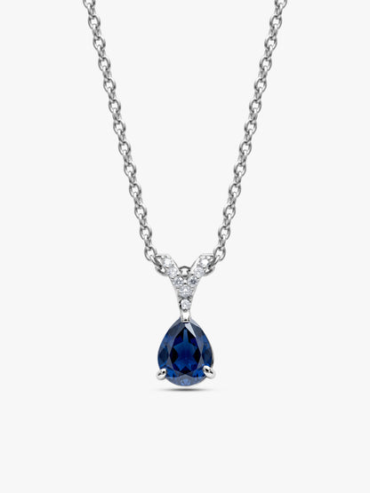Silver Midnight Blue Pendant With Link Chain
