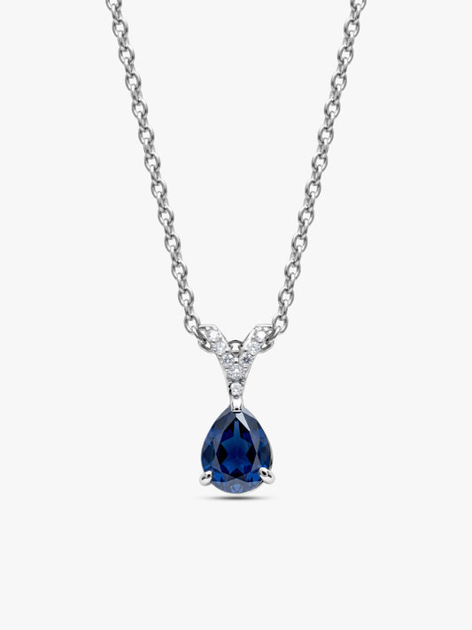 Silver Midnight Blue Pendant With Link Chain