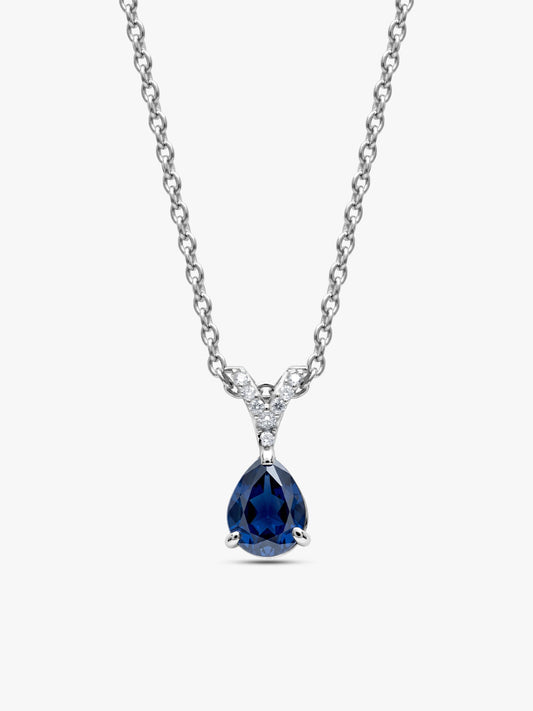 Silver Midnight Blue Pendant With Link Chain