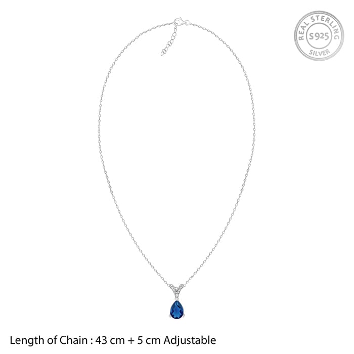 Silver Midnight Blue Pendant With Link Chain