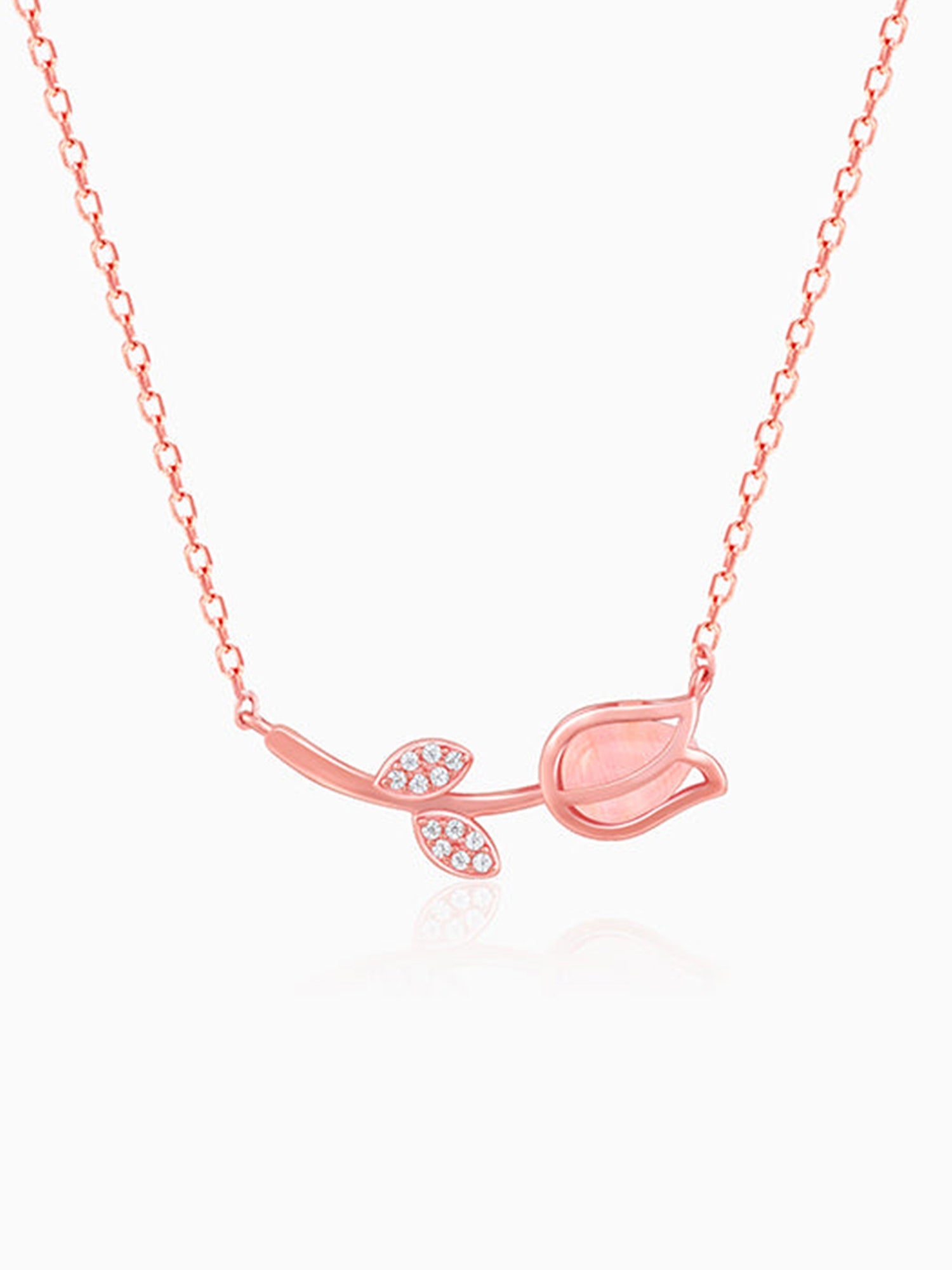 Rose Gold Pink Quartz Flower Necklace