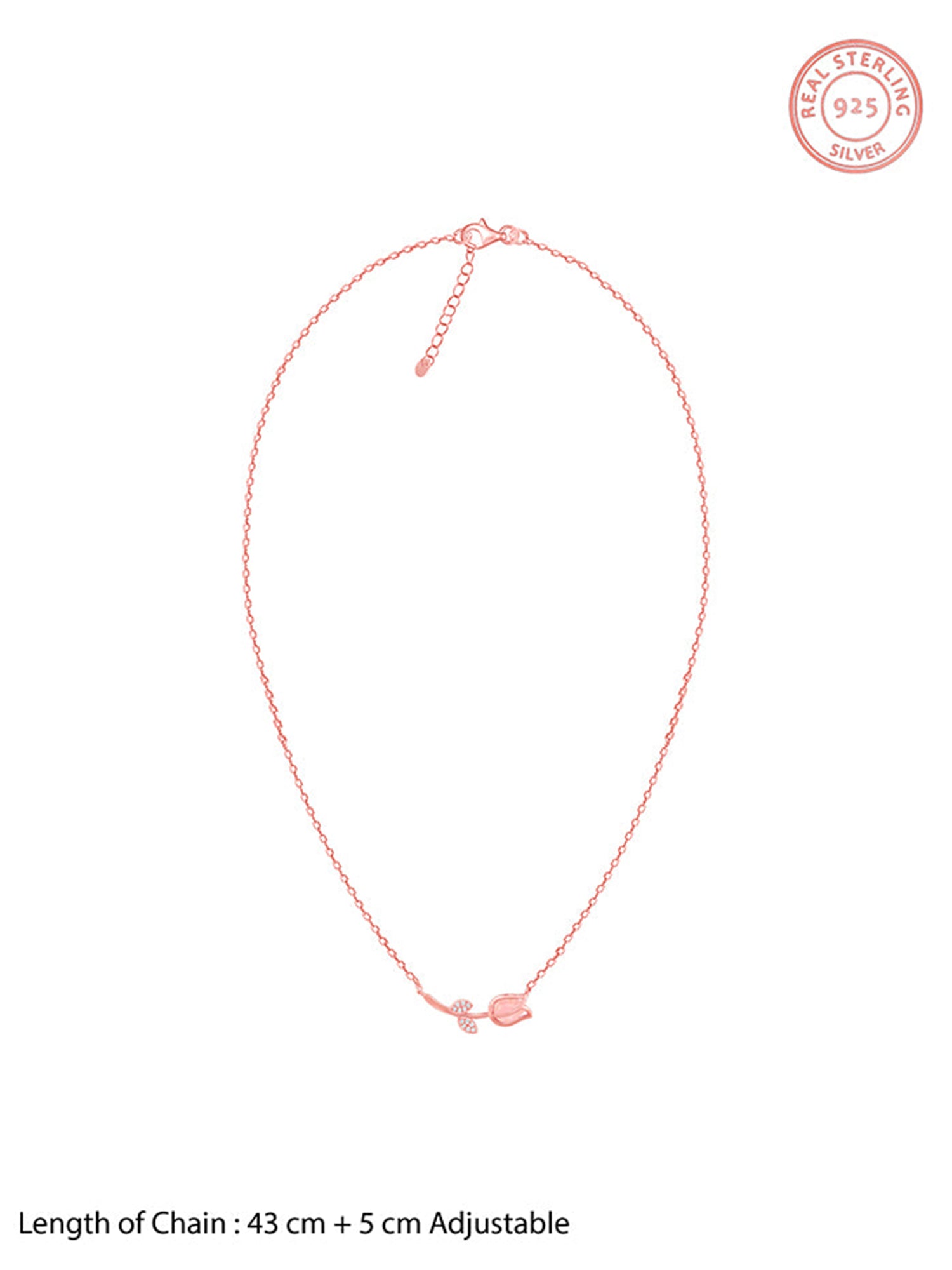 Rose Gold Pink Quartz Flower Necklace