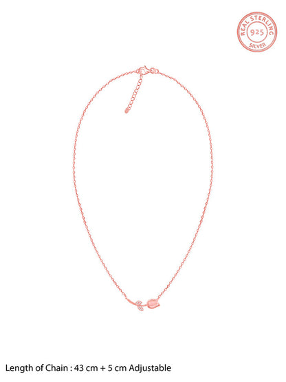 Rose Gold Pink Quartz Flower Necklace