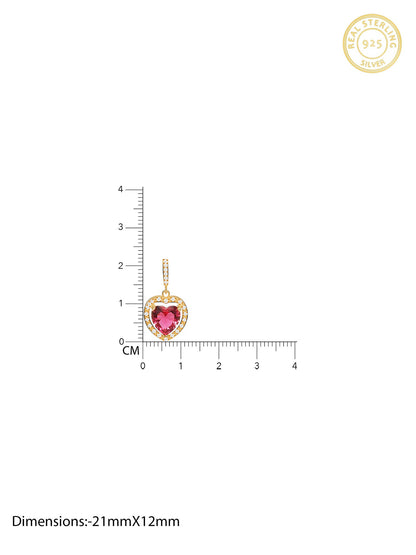 Golden Crimson Heart Pendant with Link Chain
