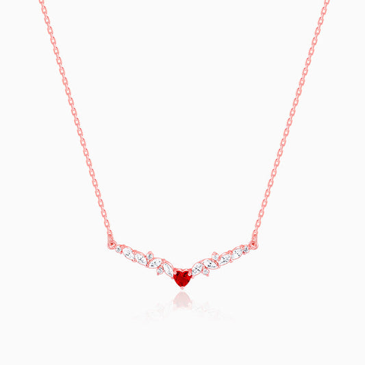 Rose Gold Red Heart Necklace