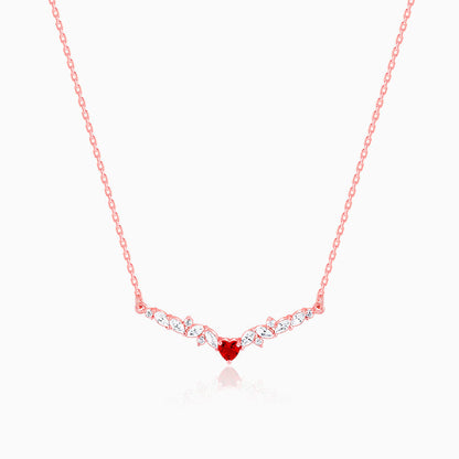 Rose Gold Red Heart Necklace
