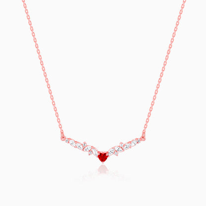 Rose Gold Red Heart Necklace