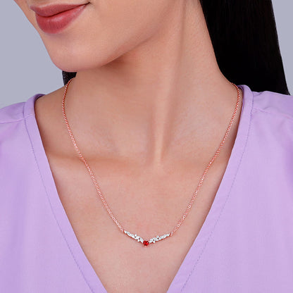 Rose Gold Red Heart Necklace