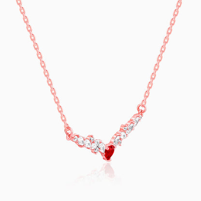 Rose Gold Red Heart Necklace