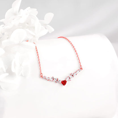 Rose Gold Red Heart Necklace