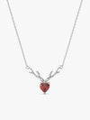 Silver Deer Heart in Red Necklace