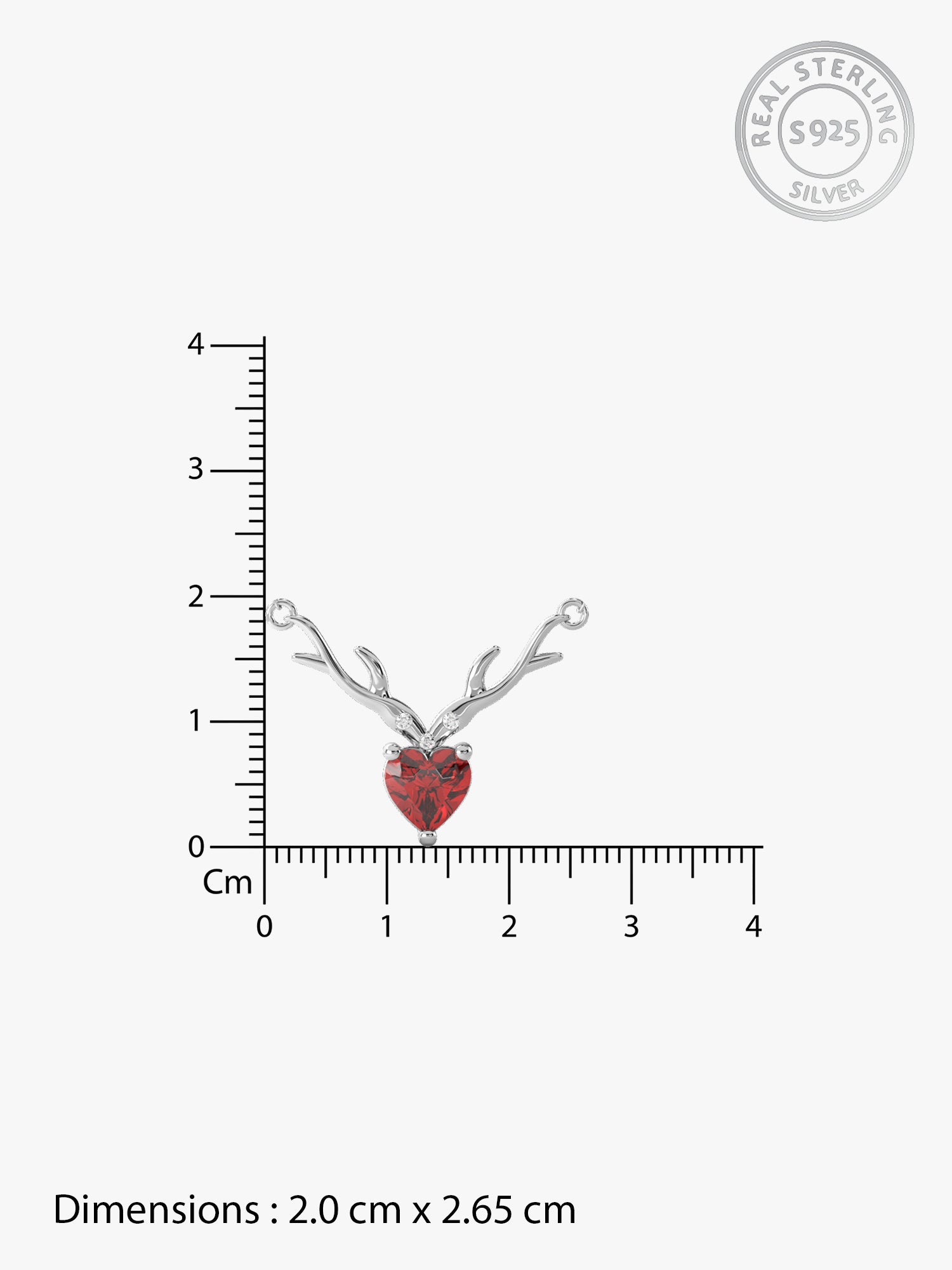 Silver Deer Heart in Red Necklace