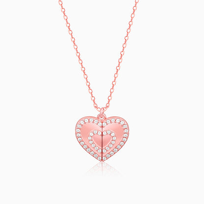 Rose Gold Openable Heart Pendant With Link Chain