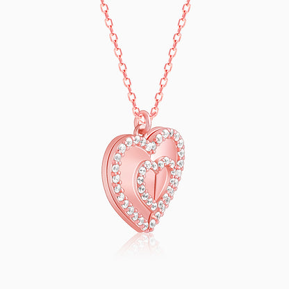 Rose Gold Openable Heart Pendant With Link Chain