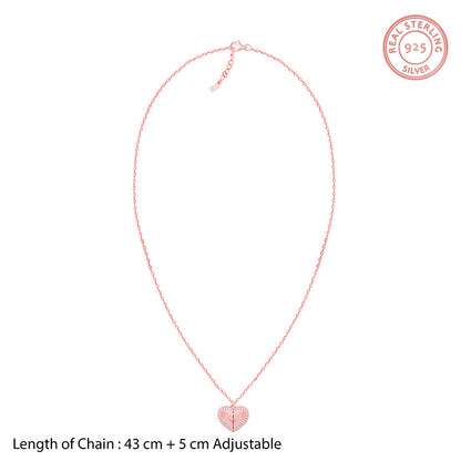 Rose Gold Openable Heart Pendant With Link Chain