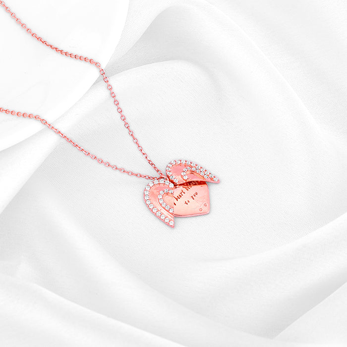Rose Gold Openable Heart Pendant With Link Chain