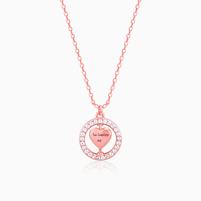 Rose Gold Rotatable You Complete Me Pendant With Link Chain