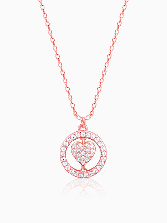 Rose Gold Rotatable You Complete Me Pendant With Link Chain