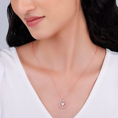 Rose Gold Rotatable You Complete Me Pendant With Link Chain