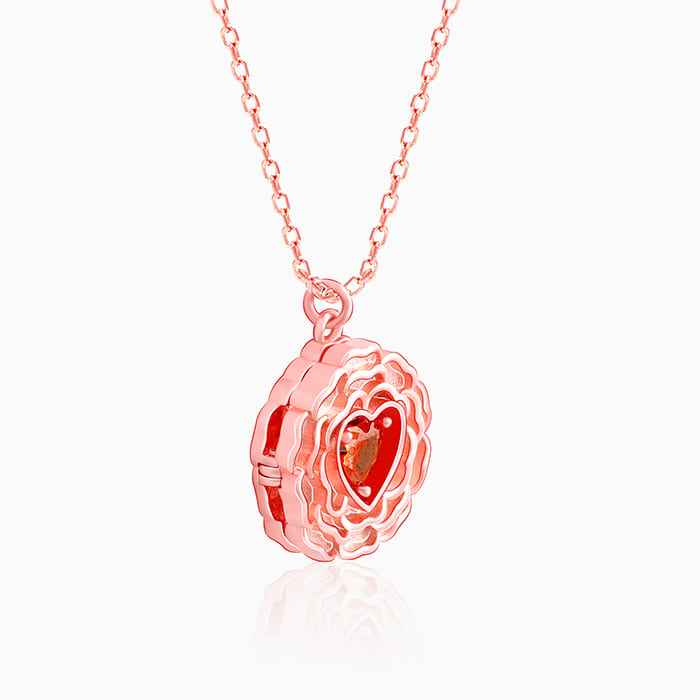 Rose Gold I Love You Floral Pendant With Link Chain