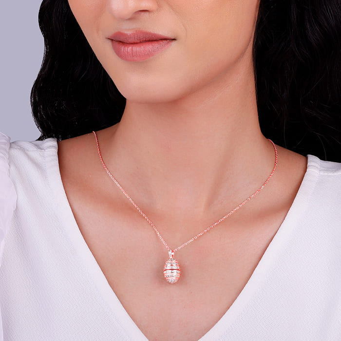 Rose Gold Heart Riddles Pendant With Link Chain