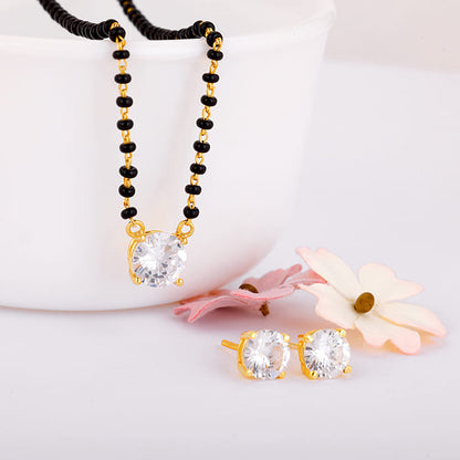 Golden Classic Solitaire Mangalsutra Set