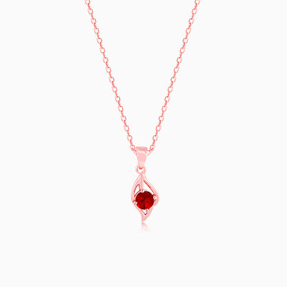 Rose Gold Falling Dew in Red Pendant With Link Chain