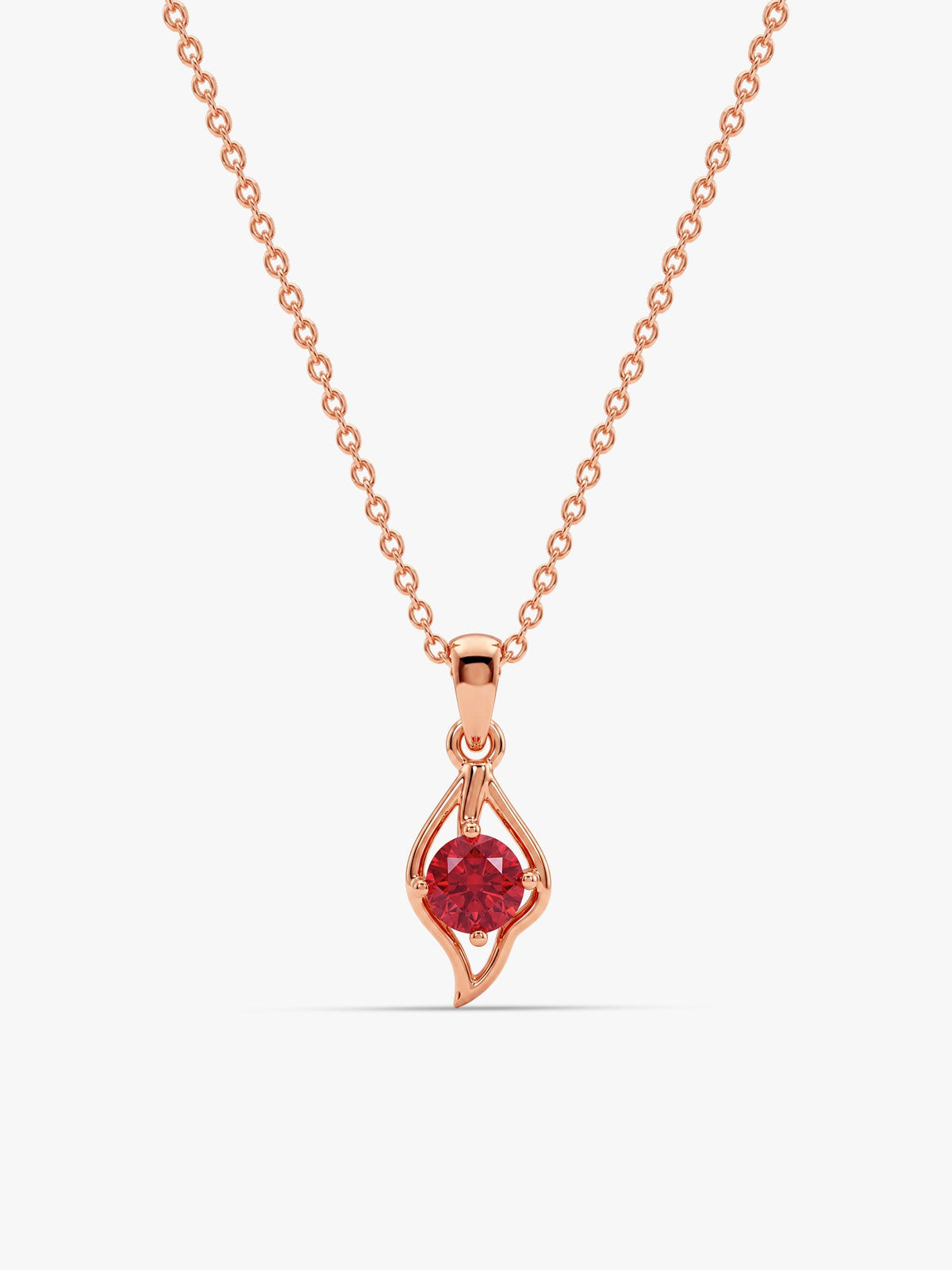 Rose Gold Falling Dew in Red Pendant With Link Chain