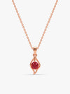 Rose Gold Falling Dew in Red Pendant With Link Chain