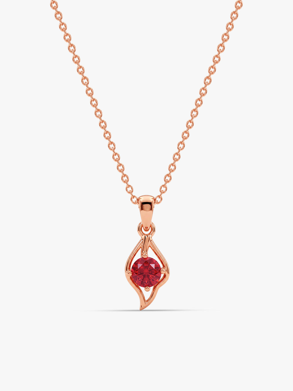 Rose Gold Falling Dew in Red Pendant With Link Chain