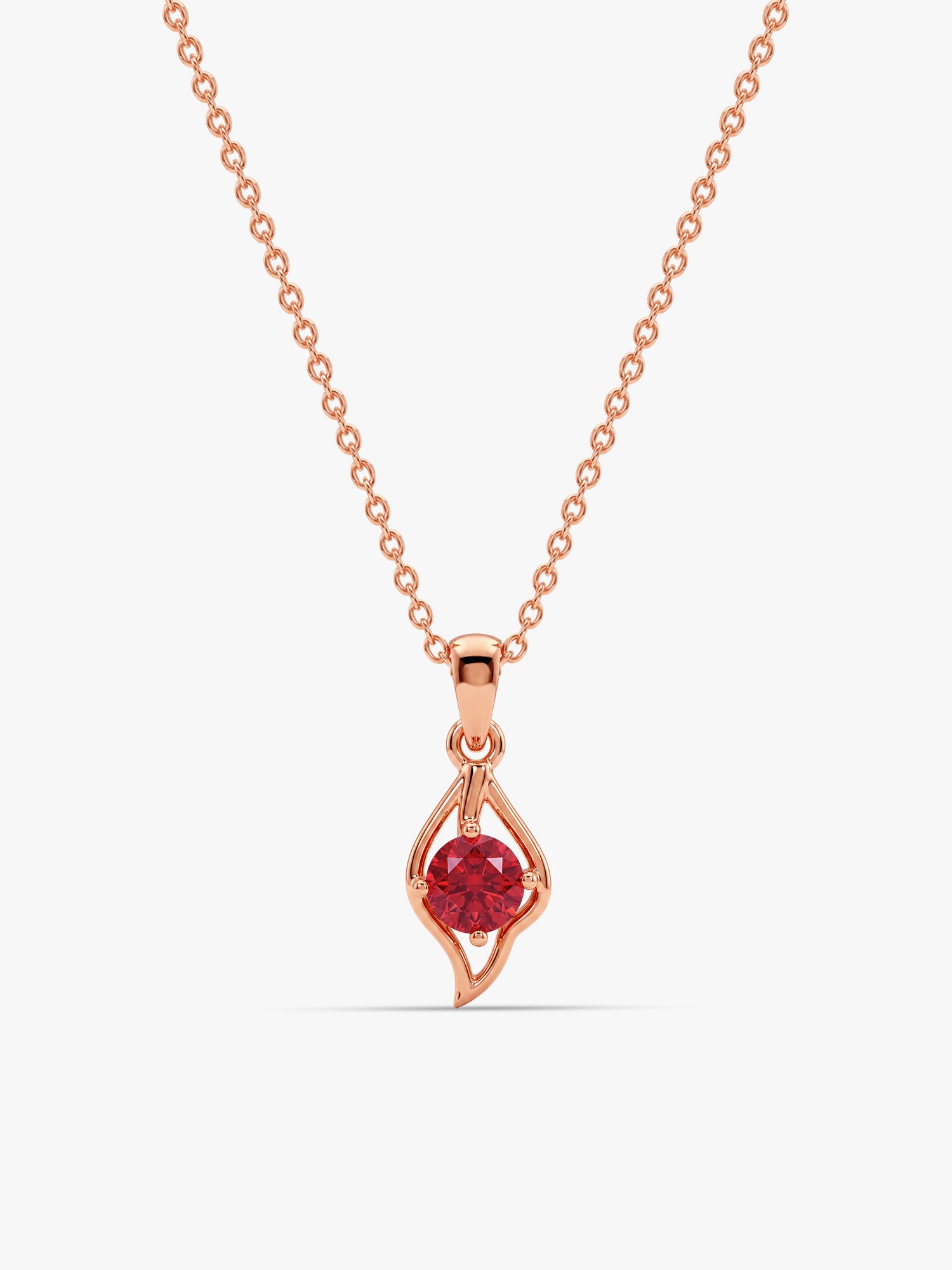 Rose Gold Falling Dew in Red Pendant With Link Chain