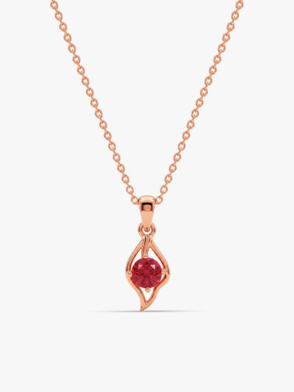 Rose Gold Falling Dew in Red Pendant With Link Chain