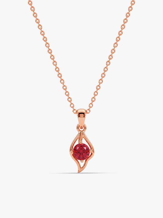 Rose Gold Falling Dew in Red Pendant With Link Chain