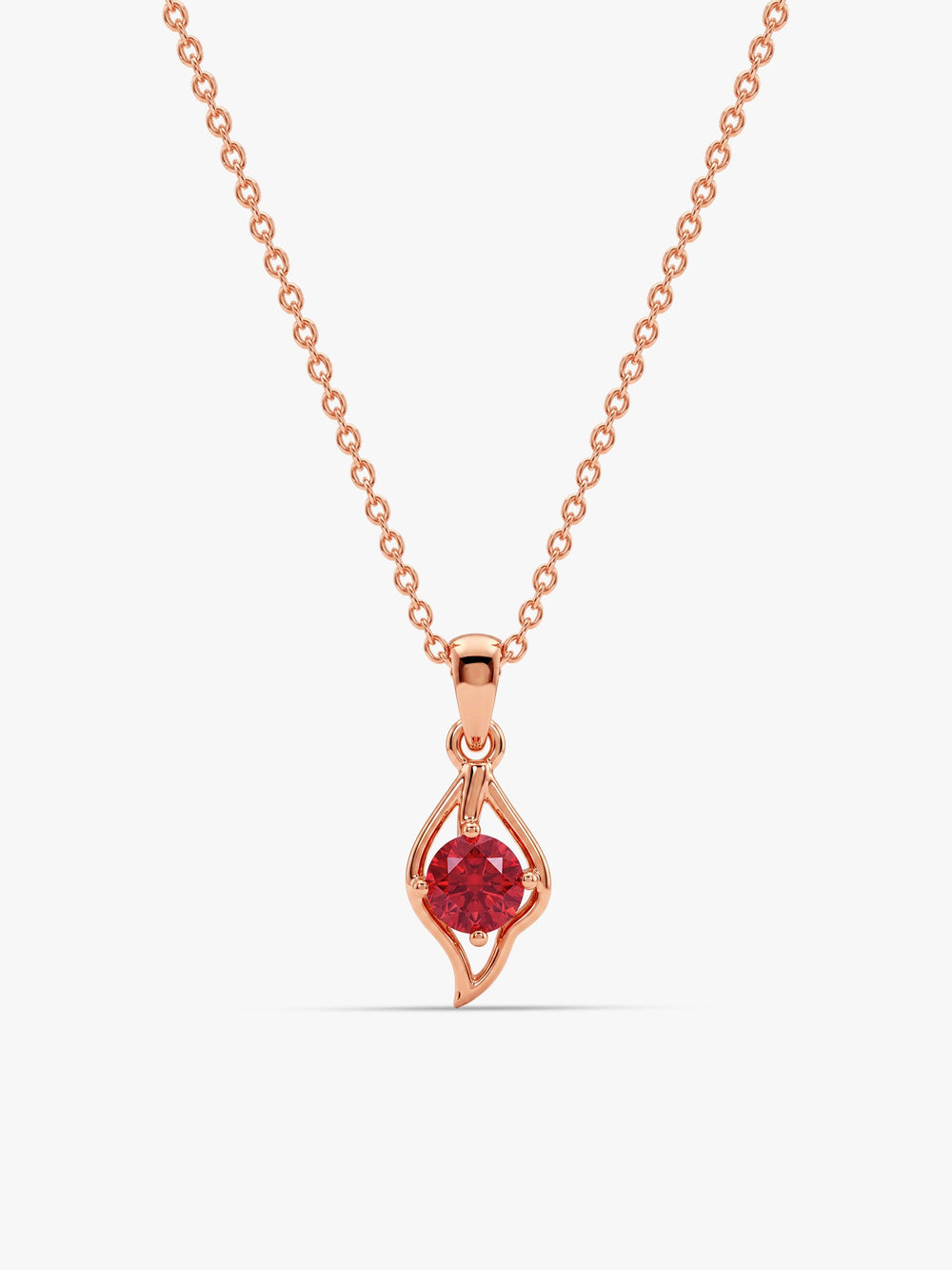 Rose Gold Falling Dew in Red Pendant With Link Chain