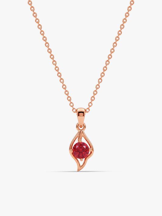 Rose Gold Falling Dew in Red Pendant With Link Chain