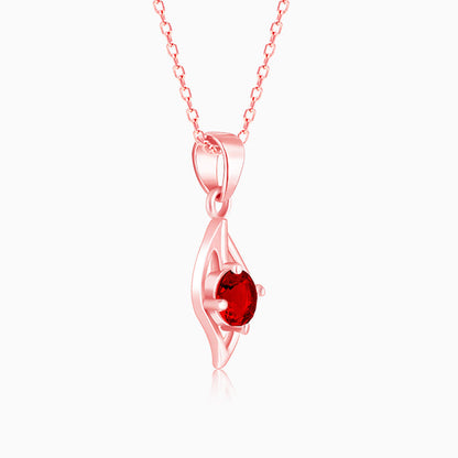 Rose Gold Falling Dew in Red Pendant With Link Chain