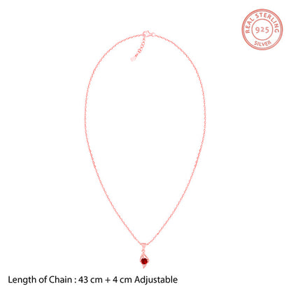 Rose Gold Falling Dew in Red Pendant With Link Chain