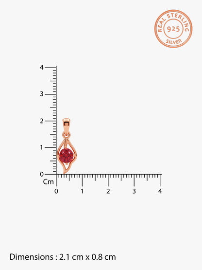 Rose Gold Falling Dew in Red Pendant With Link Chain
