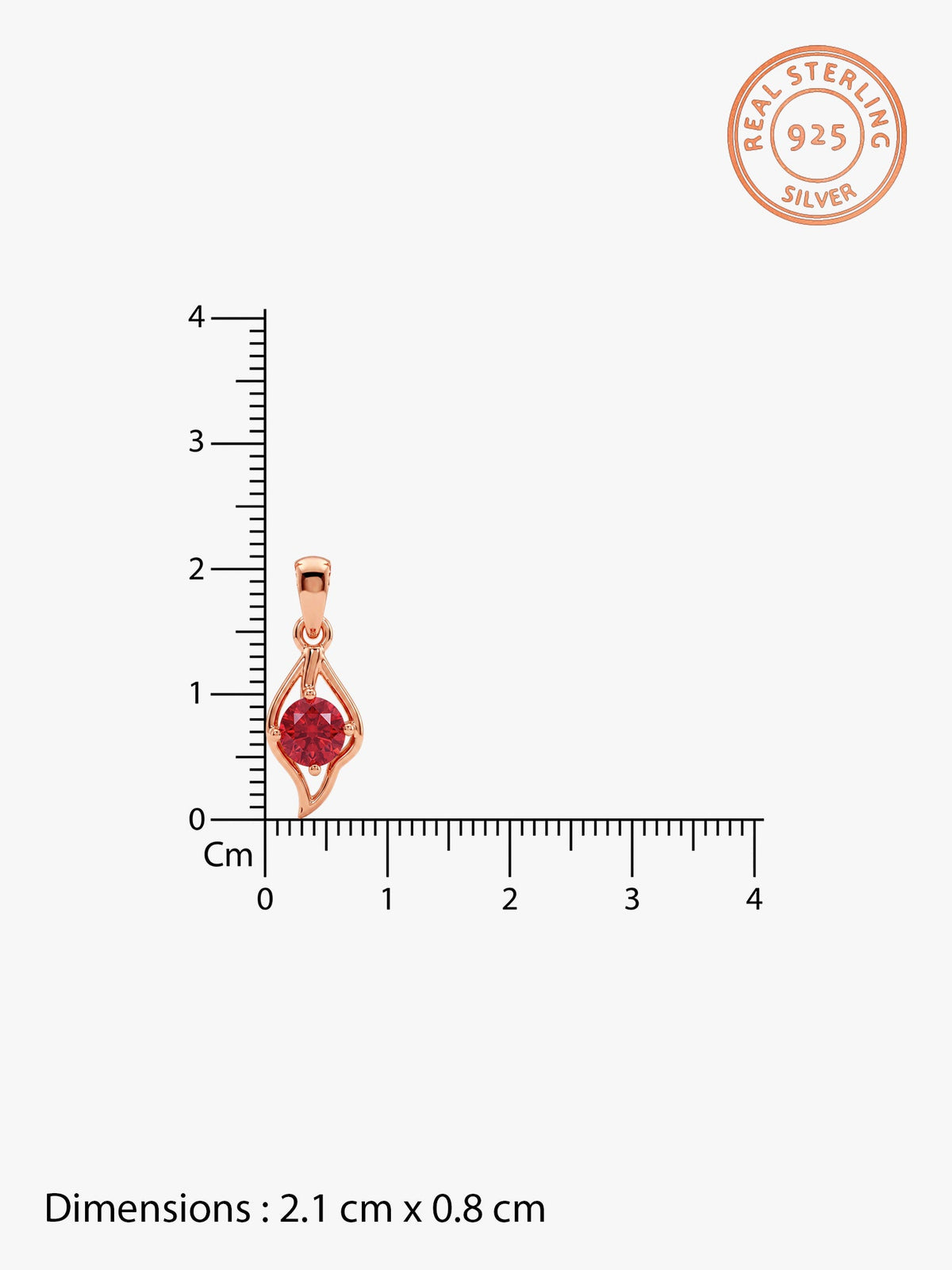 Rose Gold Falling Dew in Red Pendant With Link Chain