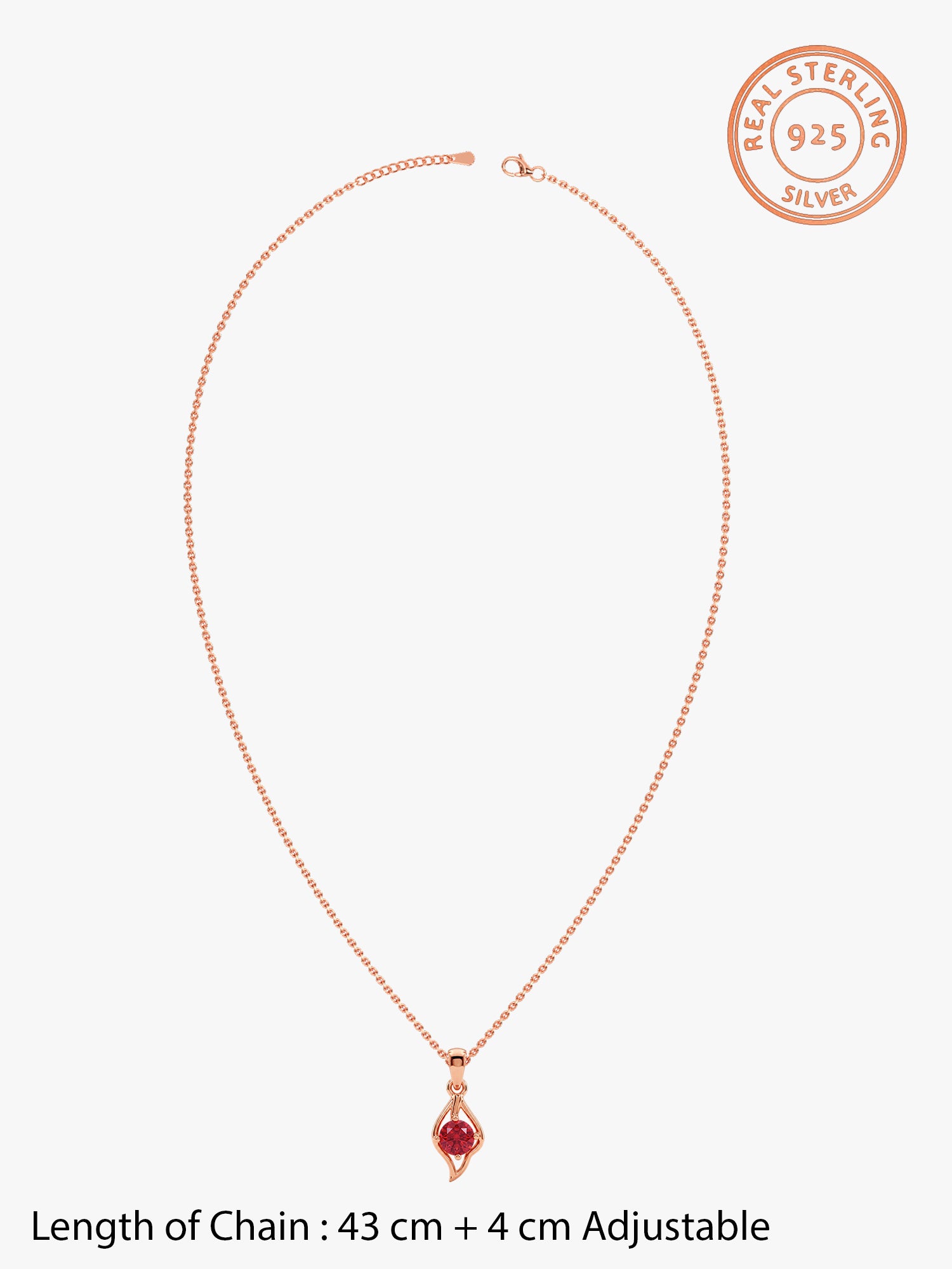Rose Gold Falling Dew in Red Pendant With Link Chain