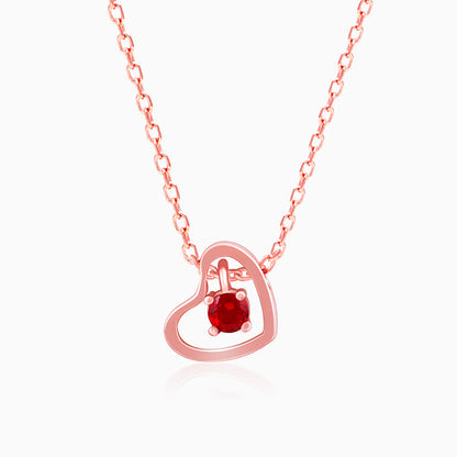 Rose Gold Whole Heart in Red Necklace