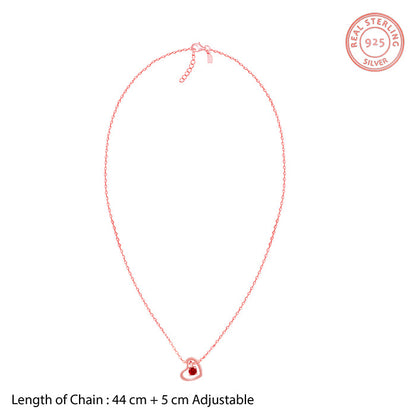 Rose Gold Whole Heart in Red Necklace