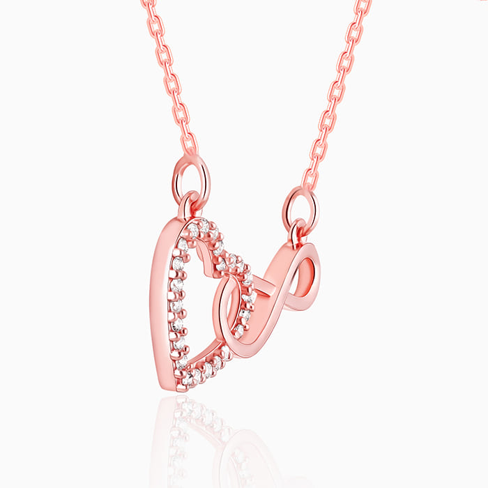 Rose Gold Sparkling Infinity Necklace - view 4