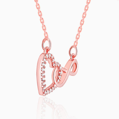 Rose Gold Sparkling Infinity Pendant with Link Chain