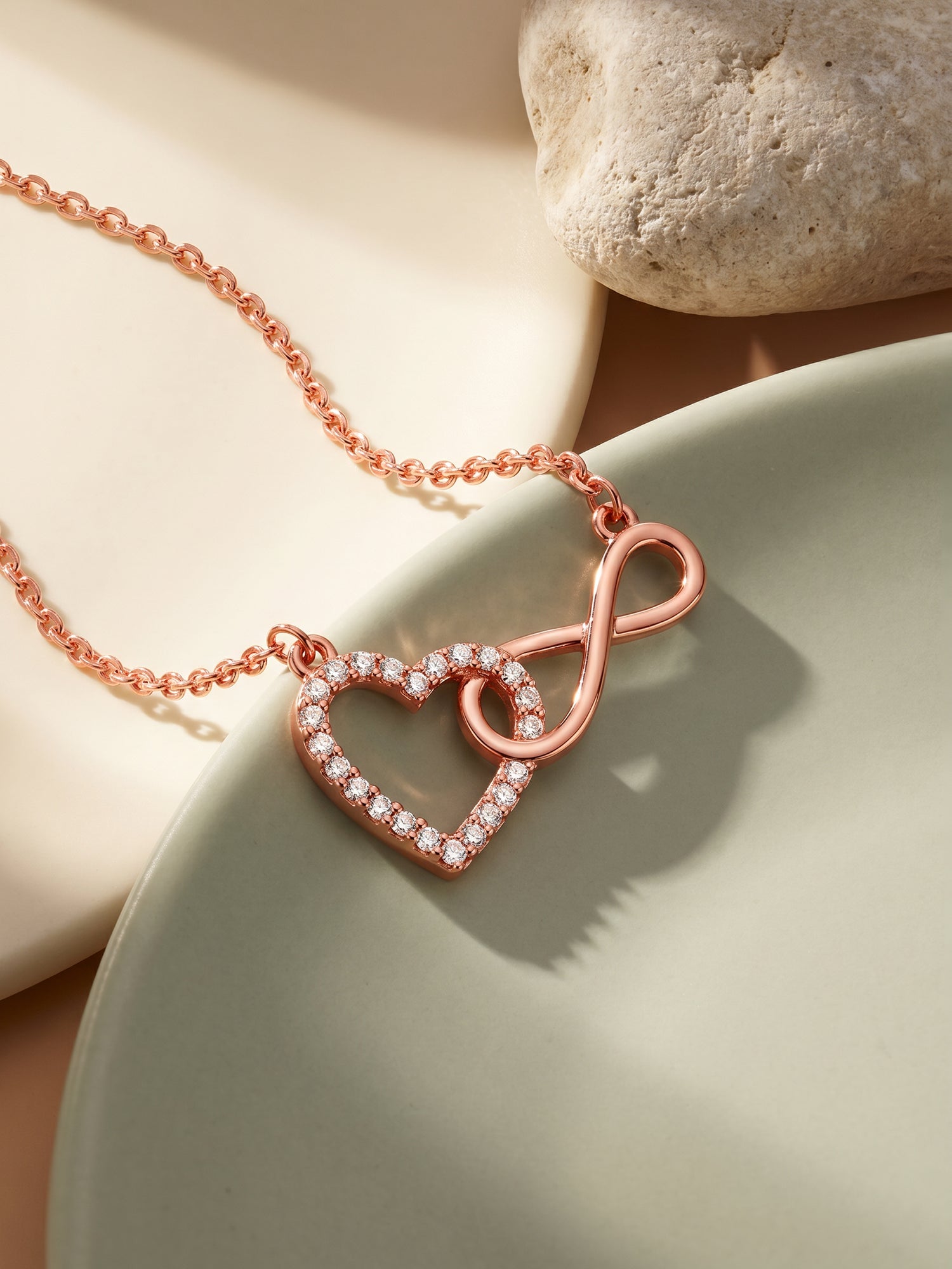 Rose Gold Sparkling Infinity Necklace