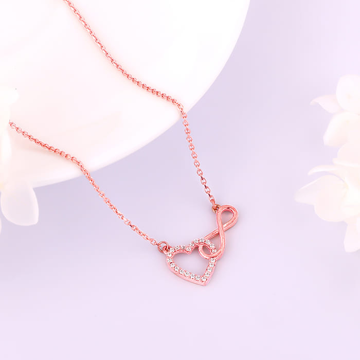 Rose Gold Sparkling Infinity Pendant – GIVA