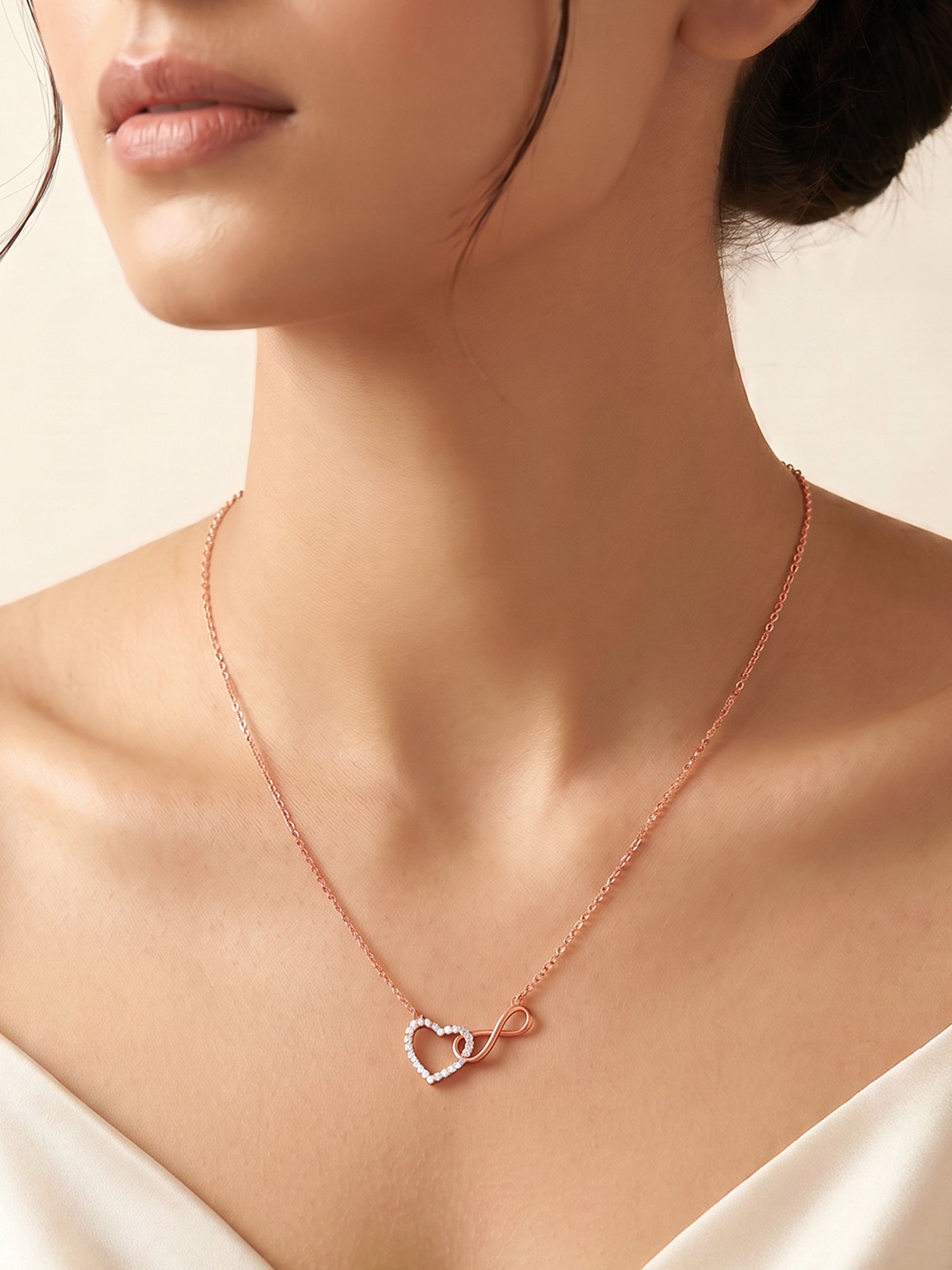 Rose Gold Sparkling Infinity Necklace