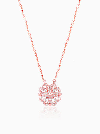 Rose Gold Clover Heart Convertible Necklace