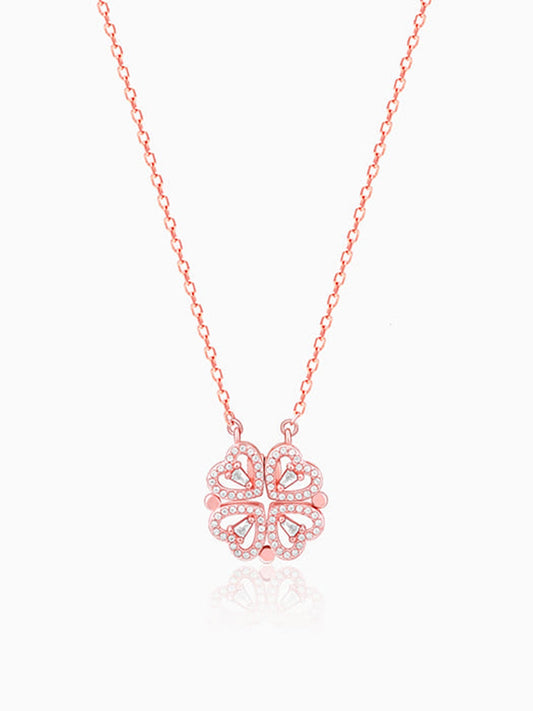 Rose Gold Clover Heart Convertible Necklace